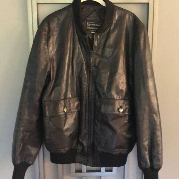 Bloomingdales The Mens store black leather jacket size 46 - Picture 2 of 7